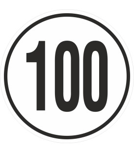 Geschwindigkeitsaufkleber 100 Km (weiß)