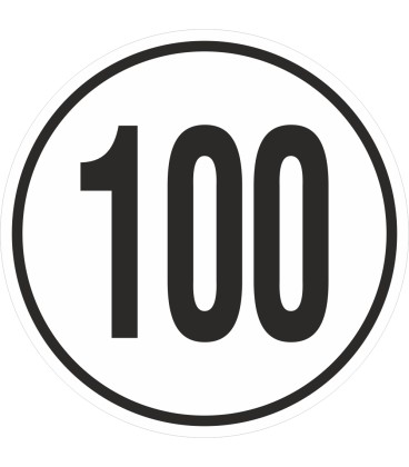Geschwindigkeitsaufkleber 100 Km (weiß)