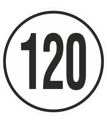 Geschwindigkeitsaufkleber 120 Km (weiß)
