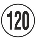 Geschwindigkeitsaufkleber 120 Km (weiß)