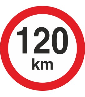 Geschwindigkeitsaufkleber 120 Km (rot mit km-Anzeige)