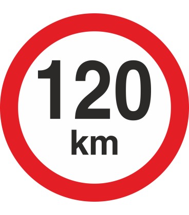 Geschwindigkeitsaufkleber 120 Km (rot mit km-Anzeige)