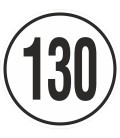 Geschwindigkeitsaufkleber 130 Km (weiß)