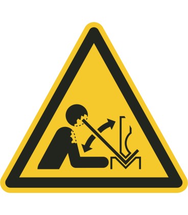 Aufkleber "Warnung vor hochschnellendem Werkstück in einer Presse"