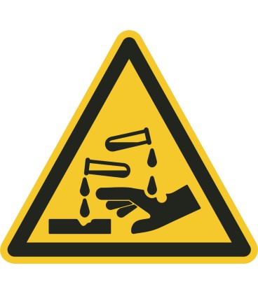 Schilder "Warnung vor ätzenden Stoffen"