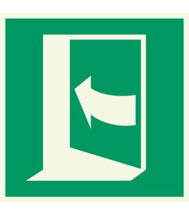 Lumineszierend Aufkleber "Tur öffnet durch Aufdrücken auf der linken Seite"