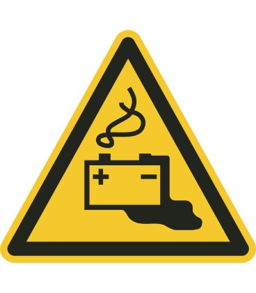 Schilder "Warnung vor Gefahren durch das Aufladen von Batterien"