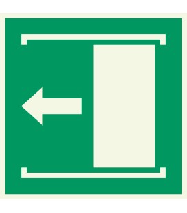 Lumineszierend Aufkleber "Schiebetür öffnet nach links"