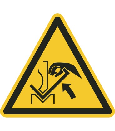 Schilder "Warnung vor Quetschgefahr der Hand zwischen Presse und Werkstück"