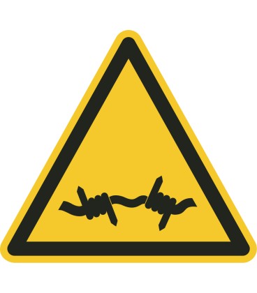 Schilder "Warnung vor Stacheldraht"