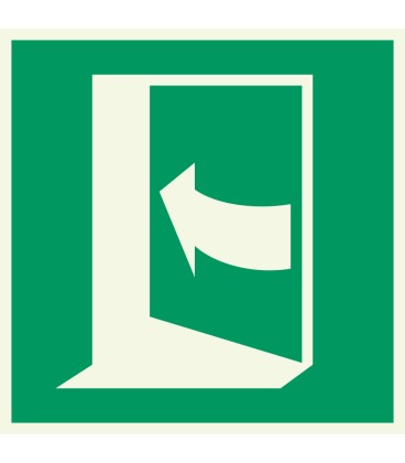 Lumineszierenden Schilder "Tur öffnet durch Aufdrücken auf der linken Seite" 