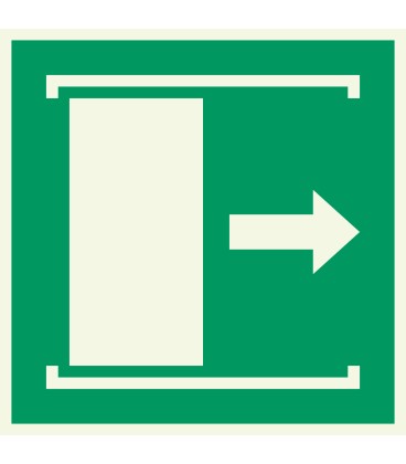 Lumineszierenden Schilder "Schiebetür öffnet nach rechts" 