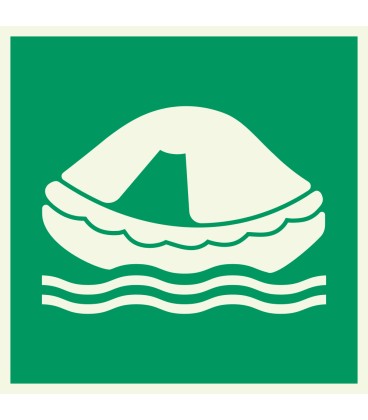 Lumineszierenden Schilder "Rettungsfloß" 