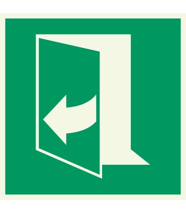 Lumineszierenden Schilder "Tür öffnet durch Ziehen auf der rechten Seite" 