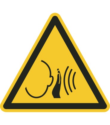 Schilder "Warnung vor unvermittelt auftretendem lauten Geräusch"