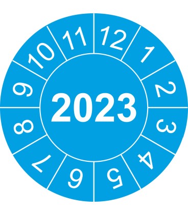 Prüfplaketten mit Jahreszahl (blau)
