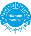 Prüfplaketten mit dem Text 'Nächster Prüftermin'