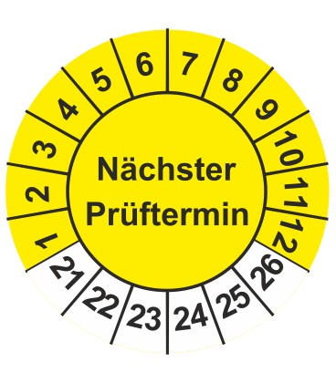 Prüfplaketten mit dem Text 'Nächster Prüftermin'