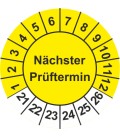 Prüfplaketten mit dem Text 'Nächster Prüftermin'