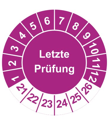 Prüfplaketten 'Letzte Prüfung'