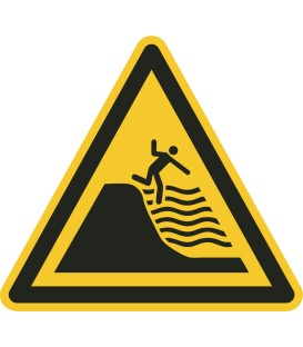 Aufkleber "Warnung vor steil abfallendem Strand"