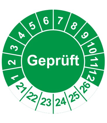 Prüfplaketten 'Geprüft'