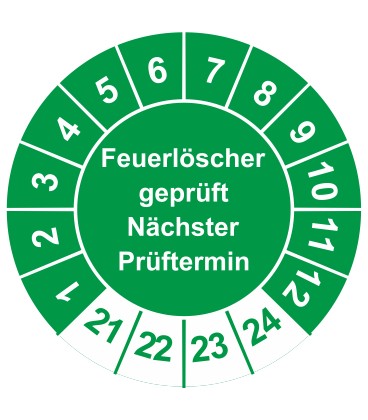 Prüfplaketten 'Feuerlöscher geprüft Nächster Prüftermin'