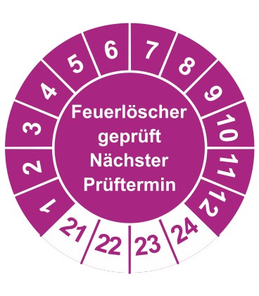 Prüfplaketten 'Feuerlöscher geprüft Nächster Prüftermin'