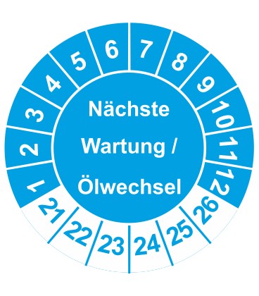 Prüfplaketten 'Nächste Wartung / Ölwechsel'