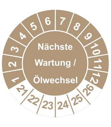 Prüfplaketten 'Nächste Wartung / Ölwechsel'