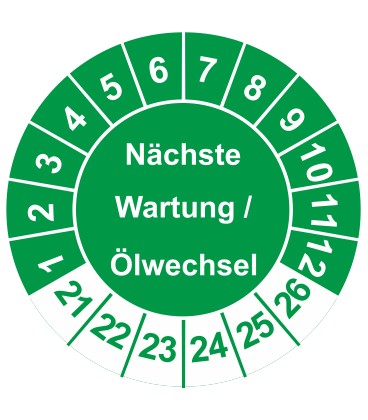 Prüfplaketten 'Nächste Wartung / Ölwechsel'