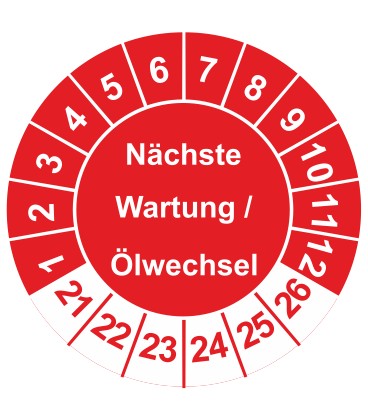 Prüfplaketten 'Nächste Wartung / Ölwechsel'