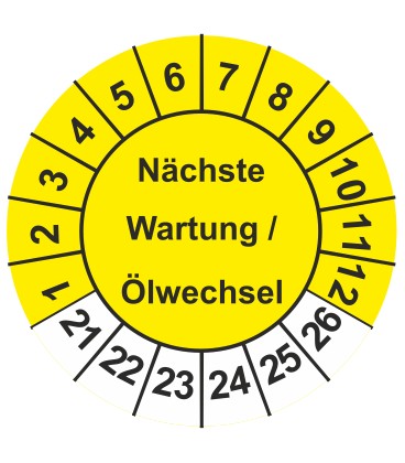 Prüfplaketten 'Nächste Wartung / Ölwechsel'