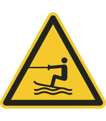 Schilder "Warnung vor Wasserski-Bereich"