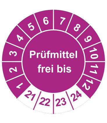 Prüfplaketten 'Prüfmittel frei bis'