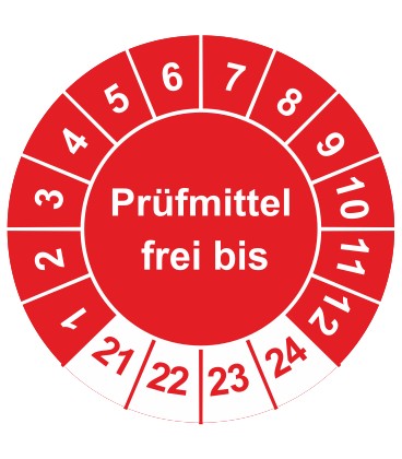 Prüfplaketten 'Prüfmittel frei bis'