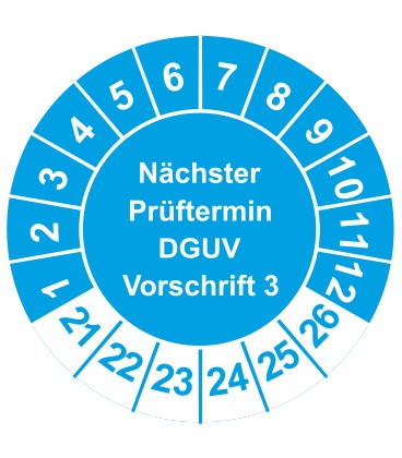 Prüfplaketten 'Nächster Prüftermin DGUV Vorschrift 3'