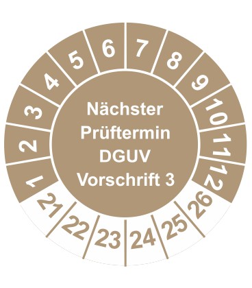 Prüfplaketten 'Nächster Prüftermin DGUV Vorschrift 3'
