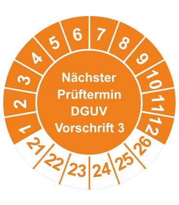 Prüfplaketten 'Nächster Prüftermin DGUV Vorschrift 3'