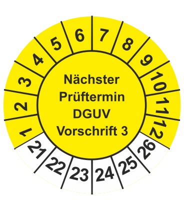 Prüfplaketten 'Nächster Prüftermin DGUV Vorschrift 3'