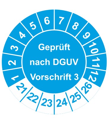 Prüfplaketten 'Geprüft nach DGUV Vorschrift 3'