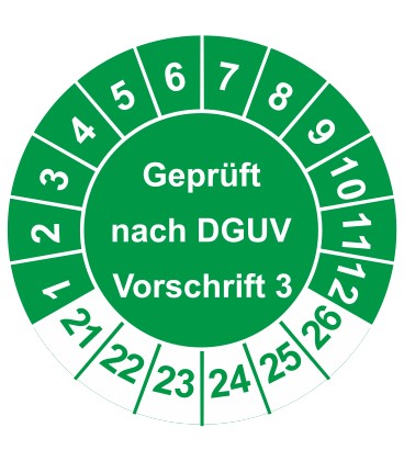 Prüfplaketten 'Geprüft nach DGUV Vorschrift 3'