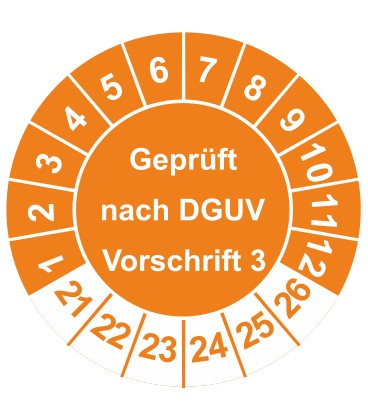 Prüfplaketten 'Geprüft nach DGUV Vorschrift 3'