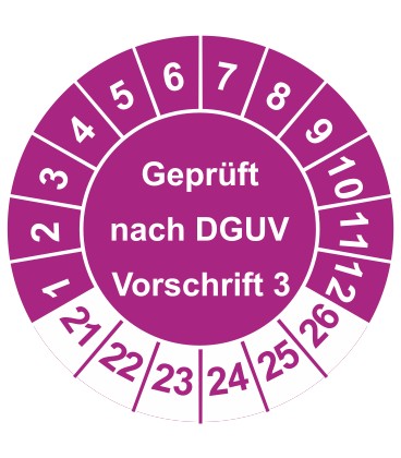 Prüfplaketten 'Geprüft nach DGUV Vorschrift 3'