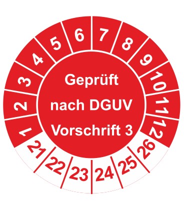 Prüfplaketten 'Geprüft nach DGUV Vorschrift 3'