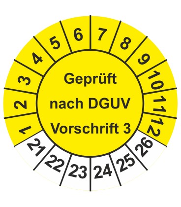 Prüfplaketten 'Geprüft nach DGUV Vorschrift 3'