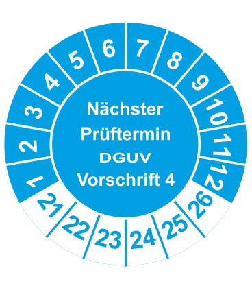 Prüfplaketten 'Nächster Prüftermin DGUV Vorschrift 4'
