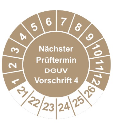 Prüfplaketten 'Nächster Prüftermin DGUV Vorschrift 4'