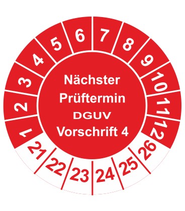 Prüfplaketten 'Nächster Prüftermin DGUV Vorschrift 4'