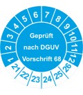 Prüfplaketten 'Geprüft nach DGUV Vorschrift 68'